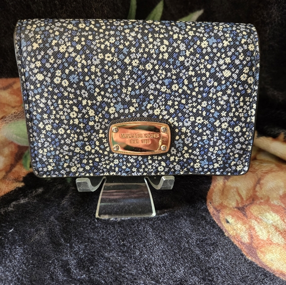 Michael Kors EUC Bifold Snap Floral Print Leather Wallet - Picture 1 of 9